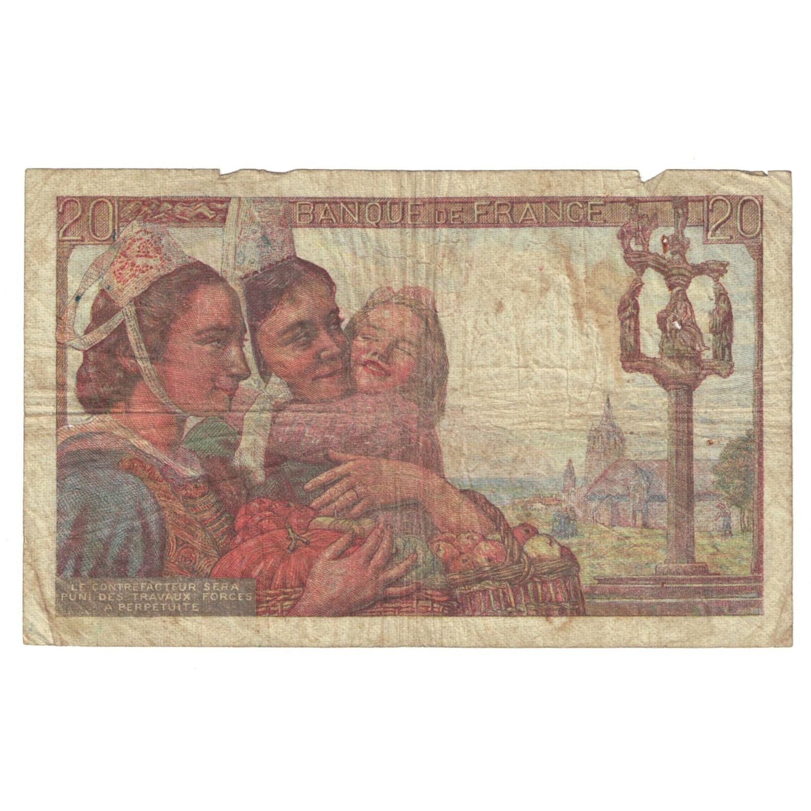 França, 20 Francs, Pêcheur, 1942, T.13, F(12-15), Fayette:13.1, KM:100a