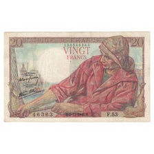 France, 20 Francs, Pêcheur, 1942, F.53, AU(50-53), Fayette:13.4, KM:100a