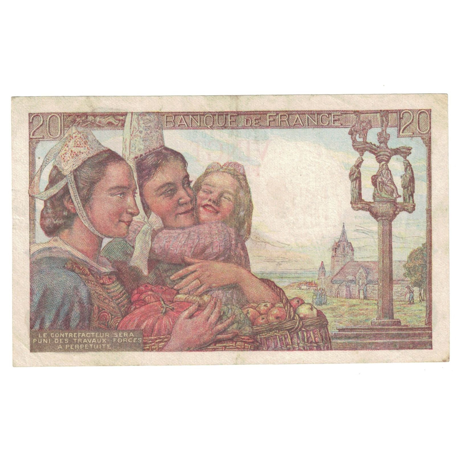 France, 20 Francs, Pêcheur, 1942, F.53, AU(50-53), Fayette:13.4, KM:100a