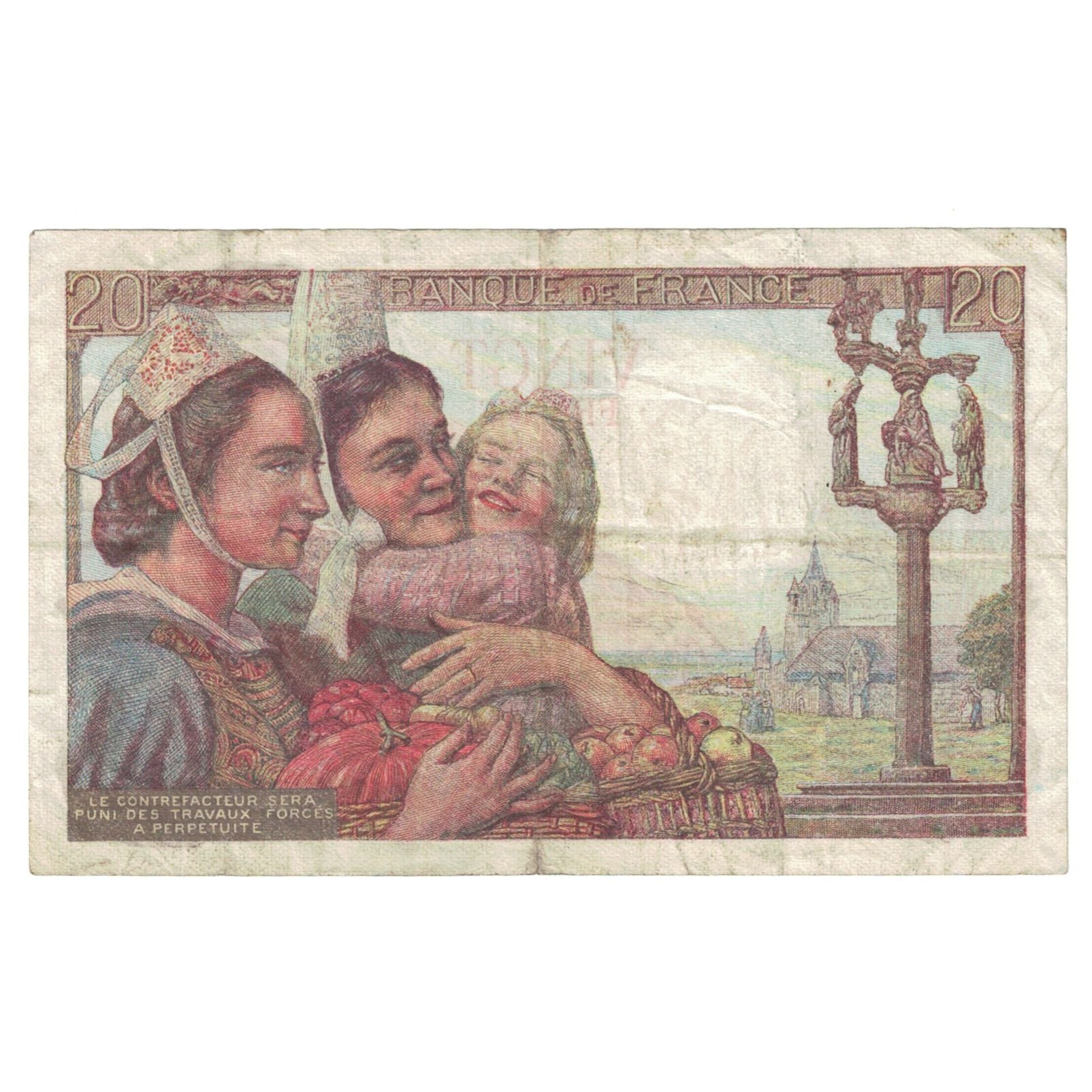 France, 20 Francs, Pêcheur, 1942, L.48, EF(40-45), Fayette:13.4, KM:100a