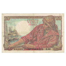 France, 20 Francs, Pêcheur, 1943, E.89, EF(40-45), Fayette:13.6, KM:100a