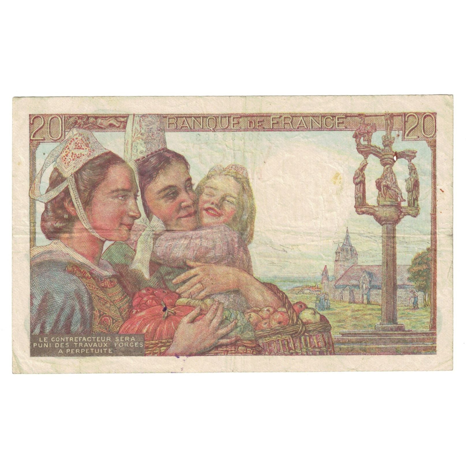 France, 20 Francs, Pêcheur, 1943, E.89, EF(40-45), Fayette:13.6, KM:100a