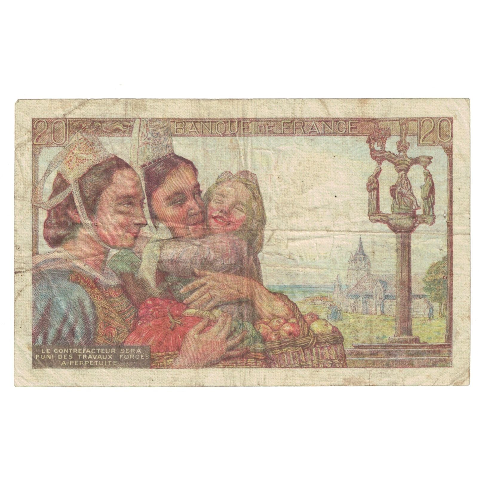 França, 20 Francs, Pêcheur, 1944, M.114, VF(30-35), Fayette:13.8, KM:100a