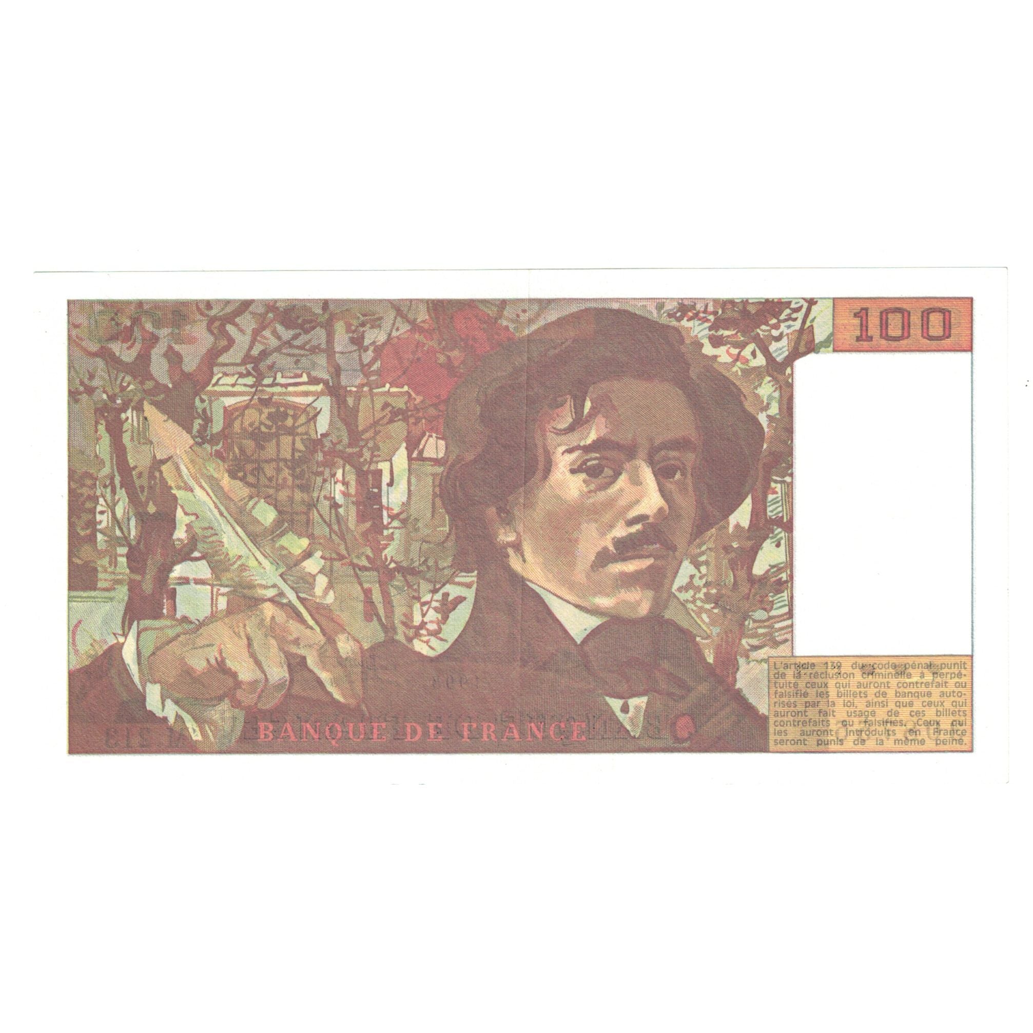 Francja, 100 Francs, Delacroix, 1993, M.213, UNC(63), Fayette:69bis.5, KM:154g