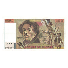 France, 100 Francs, Delacroix, 1980, T.24, AU(55-58), Fayette:69.04a, KM:154b
