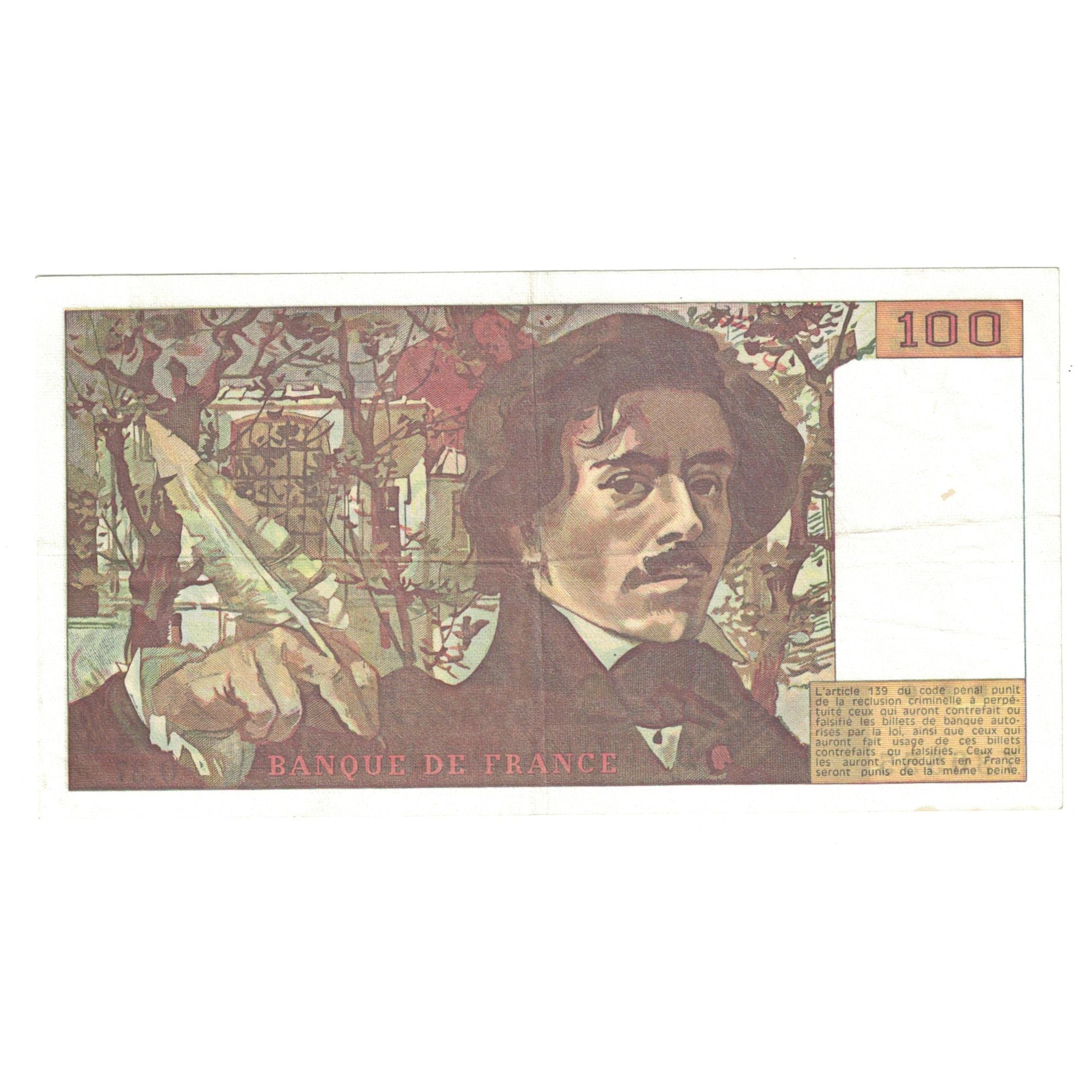 Francja, 100 Francs, Delacroix, 1980, O.37, UNC(63), Fayette:69.04b, KM:154b