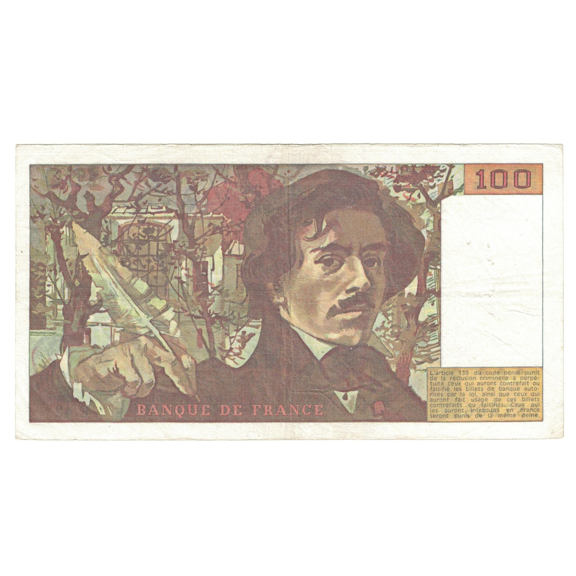 Francja, 100 Francs, Delacroix, 1980, E.42, AU(50-53), Fayette:69.04b, KM:154b