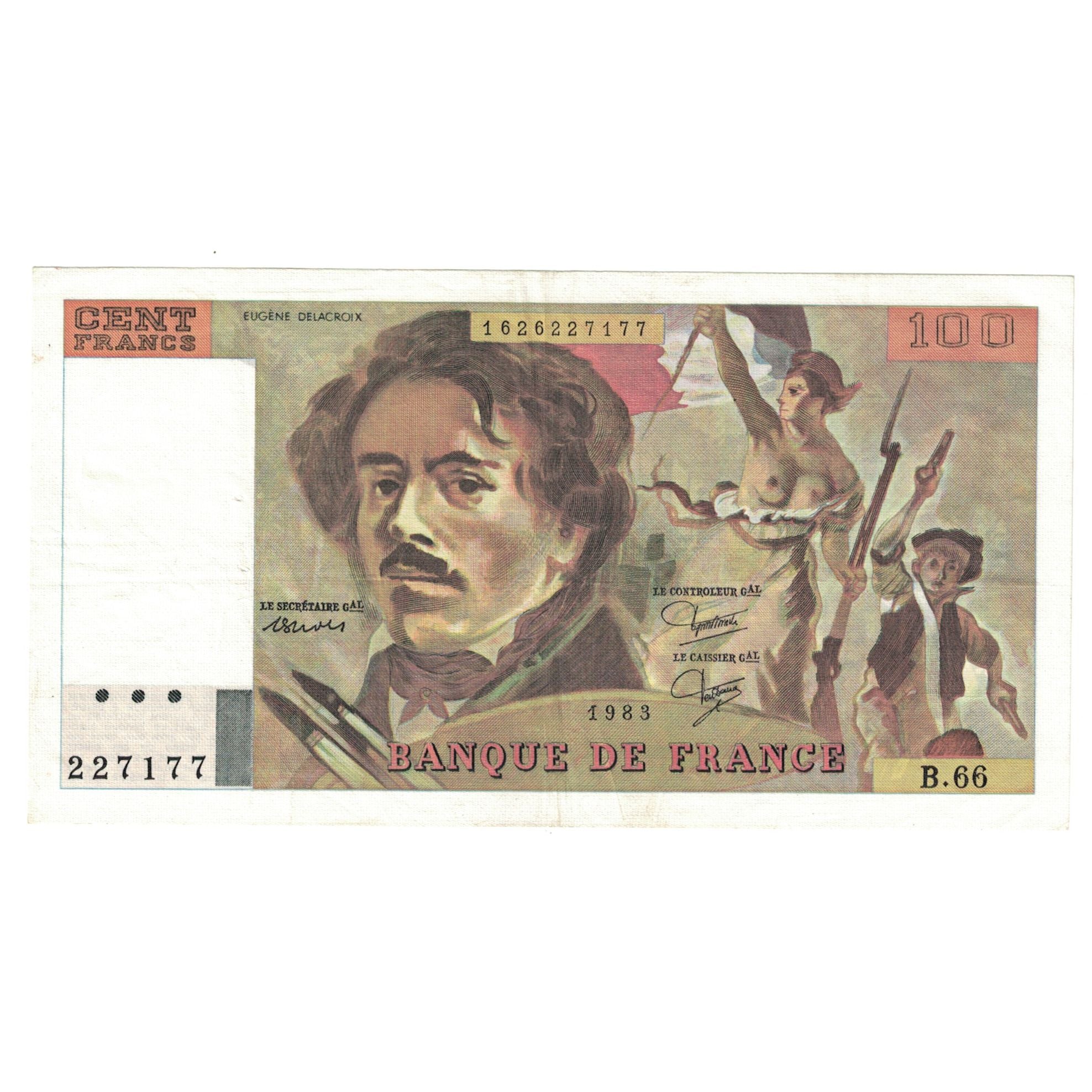 France, 100 Francs, Delacroix, 1983, B.66, SUP+, Fayette:69.07, KM:154b