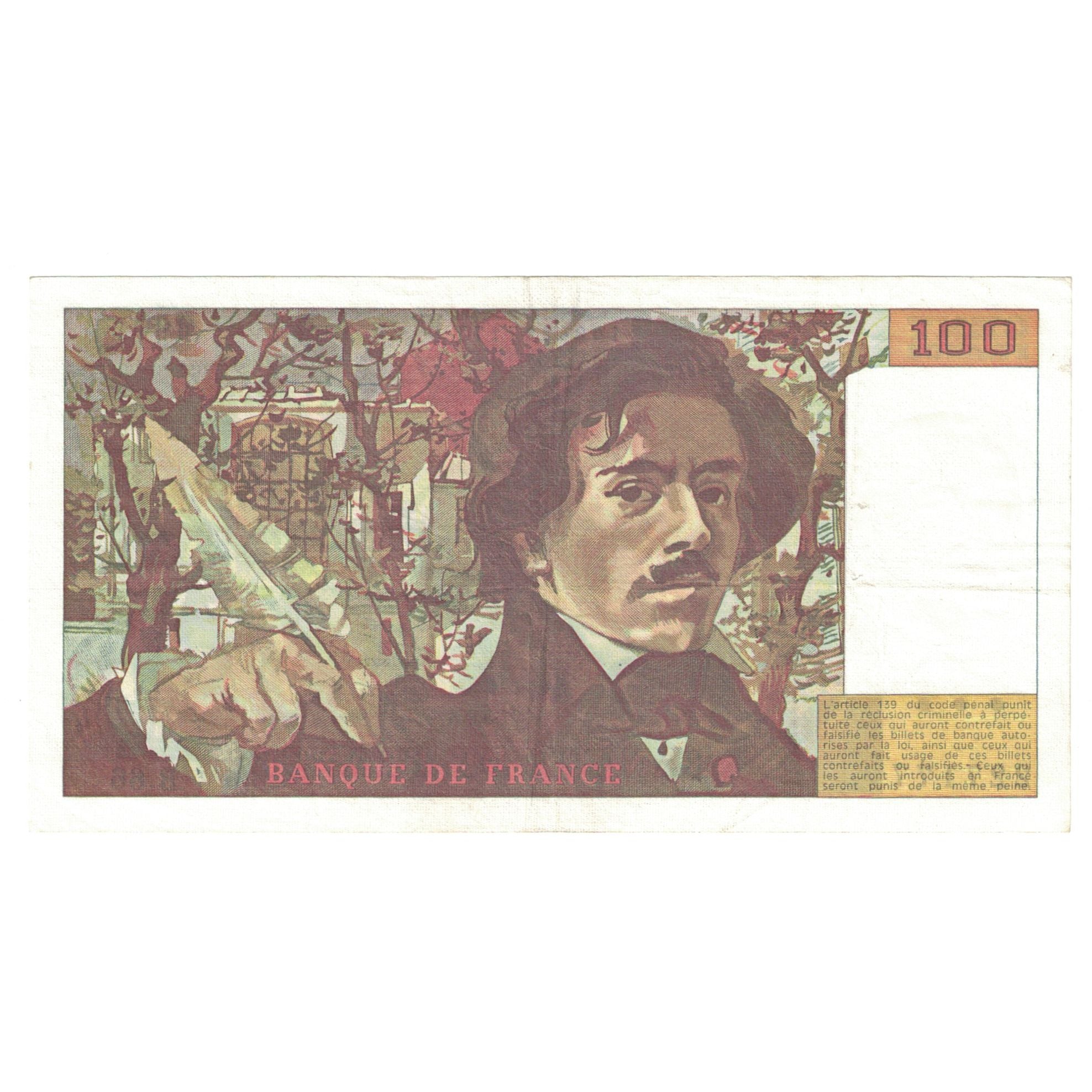 France, 100 Francs, Delacroix, 1983, B.66, SUP+, Fayette:69.07, KM:154b