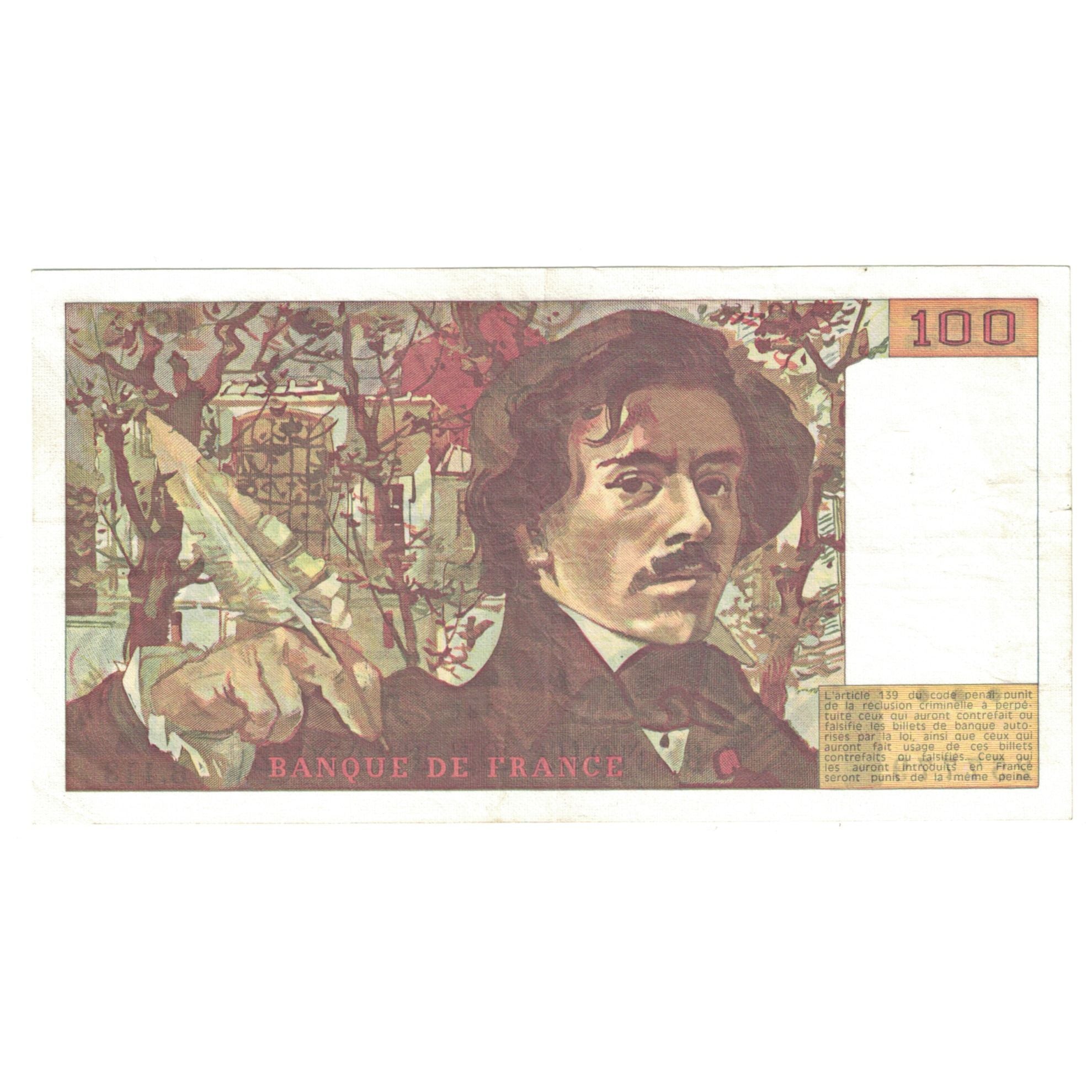 França, 100 Francs, Delacroix, 1986, B.113, UNC(60-62), Fayette:69.10, KM:154b