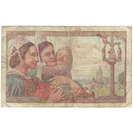 Frankrijk, 20 Francs, Pêcheur, 1943, F.105, TB+, Fayette:13.7, KM:100a