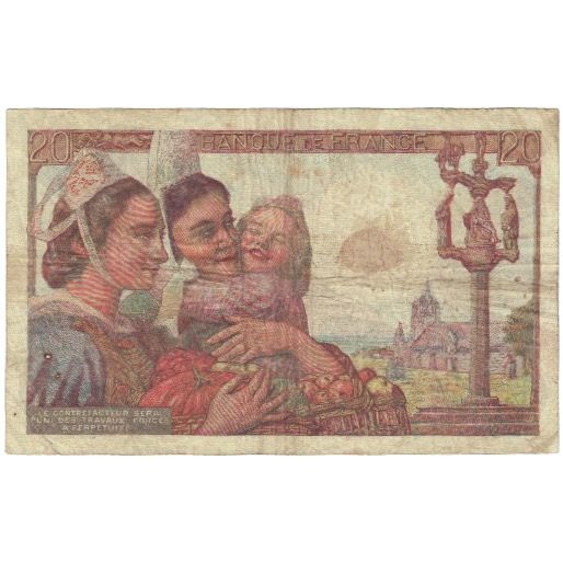 Frankreich, 20 Francs, Pêcheur, 1942, O.22, SS, Fayette:13.2, KM:100a