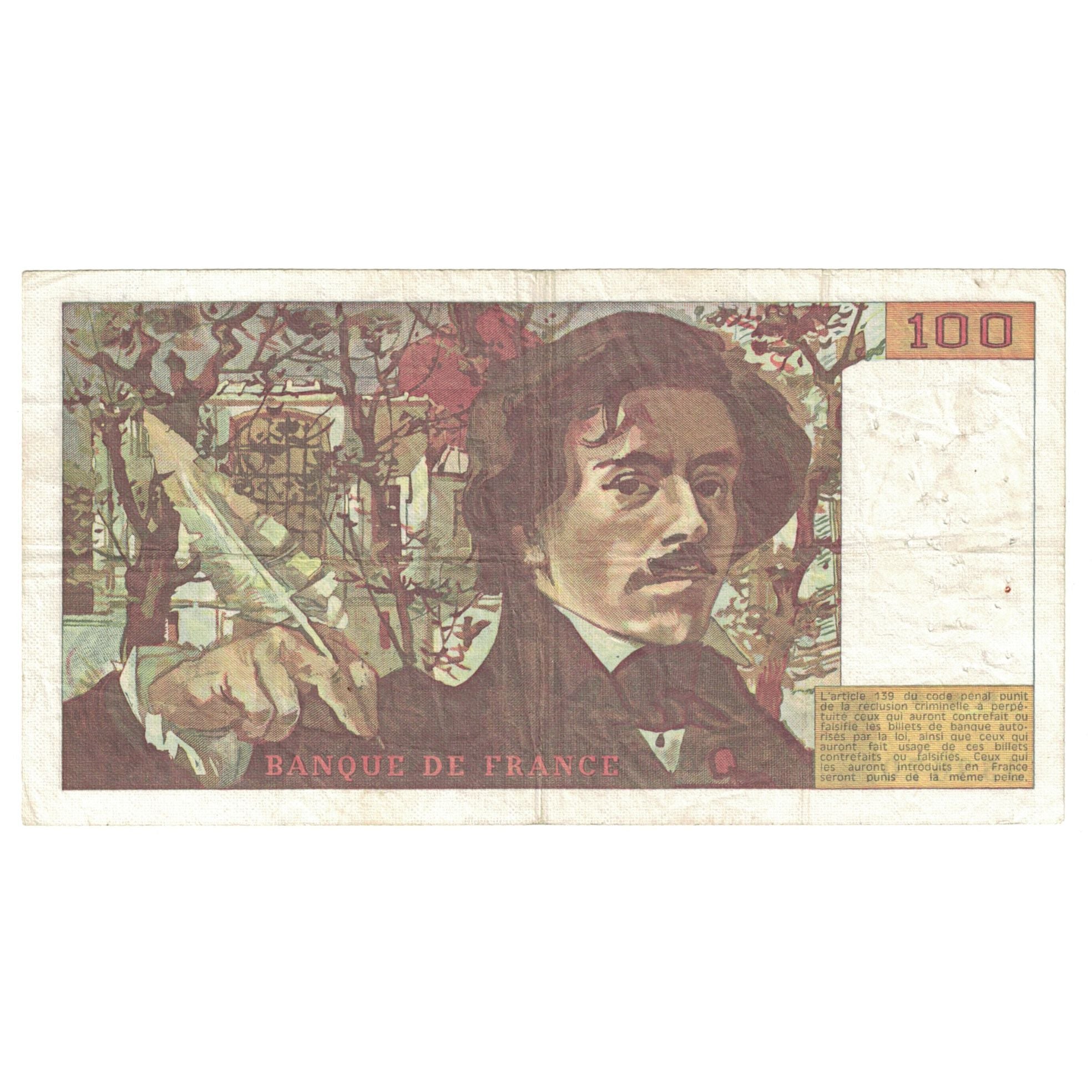 France, 100 Francs, Delacroix, 1980, B.32, TTB+, Fayette:69.4a, KM:154b
