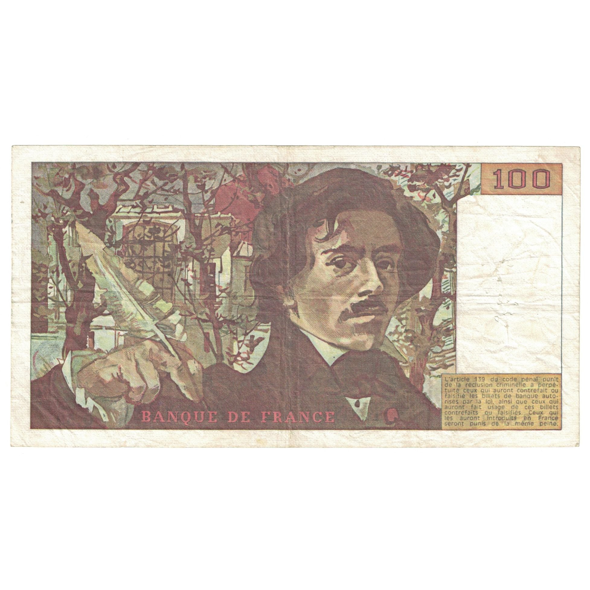 Francja, 100 Francs, Delacroix, 1982, Q.59, AU(50-53), Fayette:69.6, KM:154b