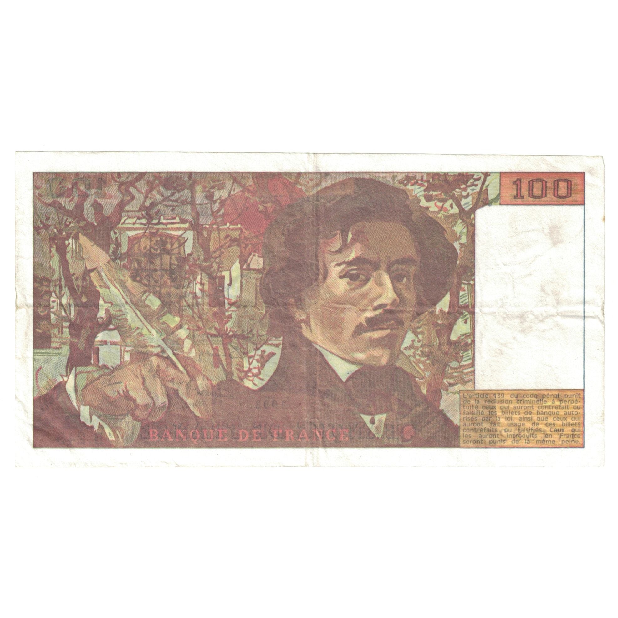 Francia, 100 Francs, Delacroix, 1993, B.245, BB+, Fayette:69bis.08, KM:154g