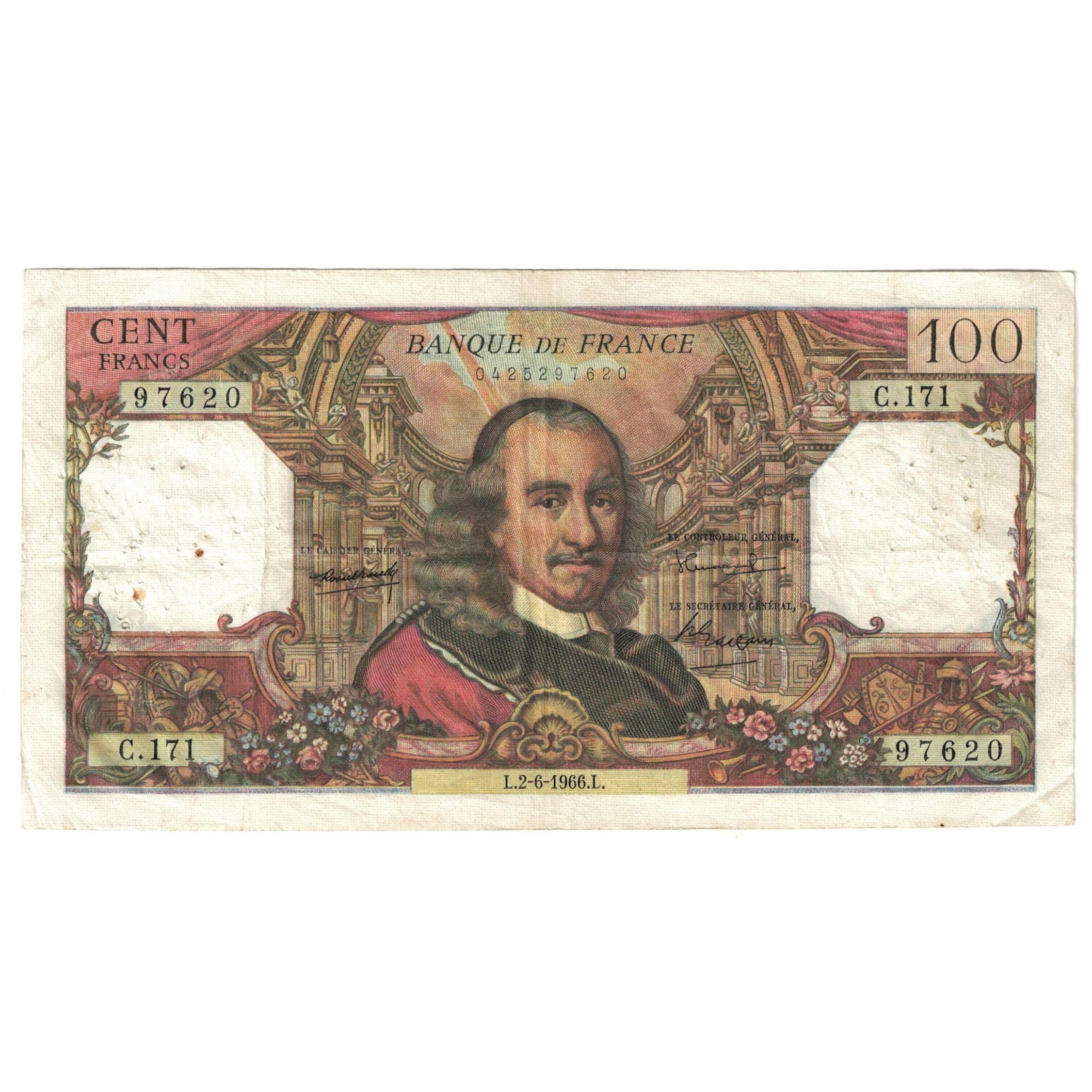 Francia, 100 Francs, Corneille, 1966, C.171, MB+, Fayette:65.13, KM:149b