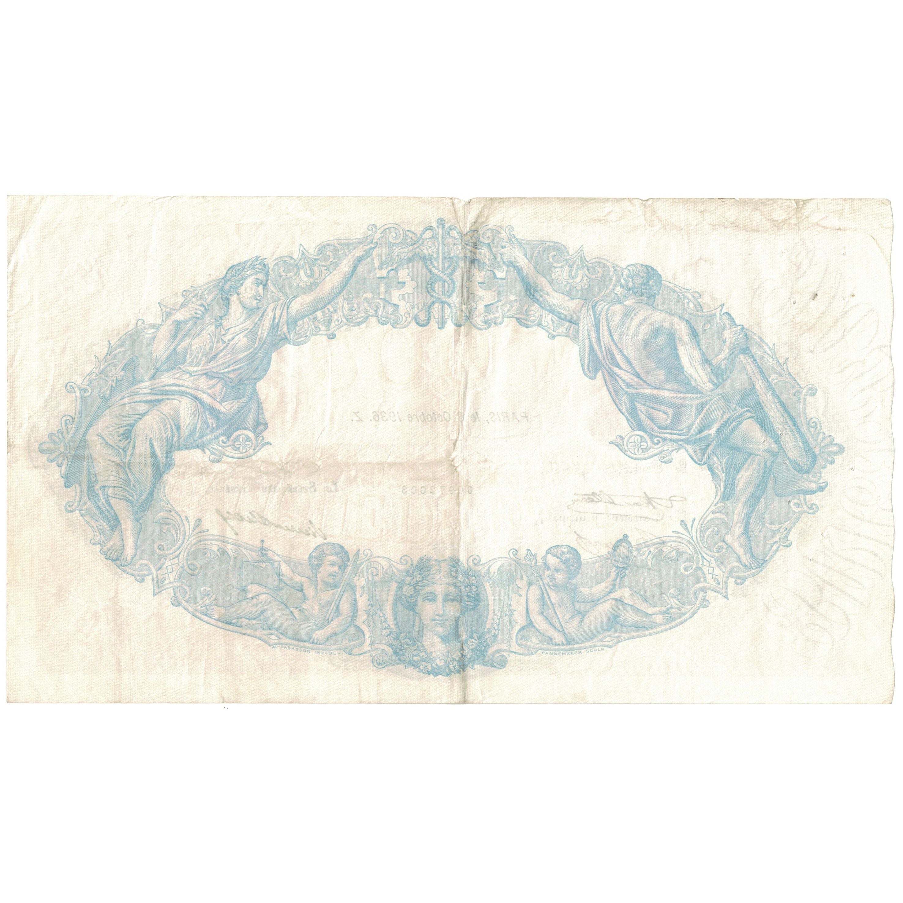 Francja, 500 Francs, Bleu et Rose, 1936, Y.2439, VF(30-35), Fayette:30.37