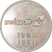 Suiza, medalla, Cinquantenaire de Swissair, Aviation, 1981, EBC, Plata