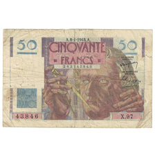 France, 50 Francs, Le Verrier, 1948, X.97, AG(1-3), Fayette:20.10, KM:127b