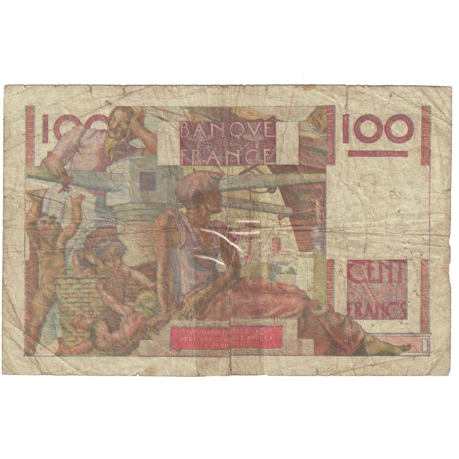 França, 100 Francs, Jeune Paysan, 1952, K.432, AG(1-3), Fayette:28.31, KM:128d