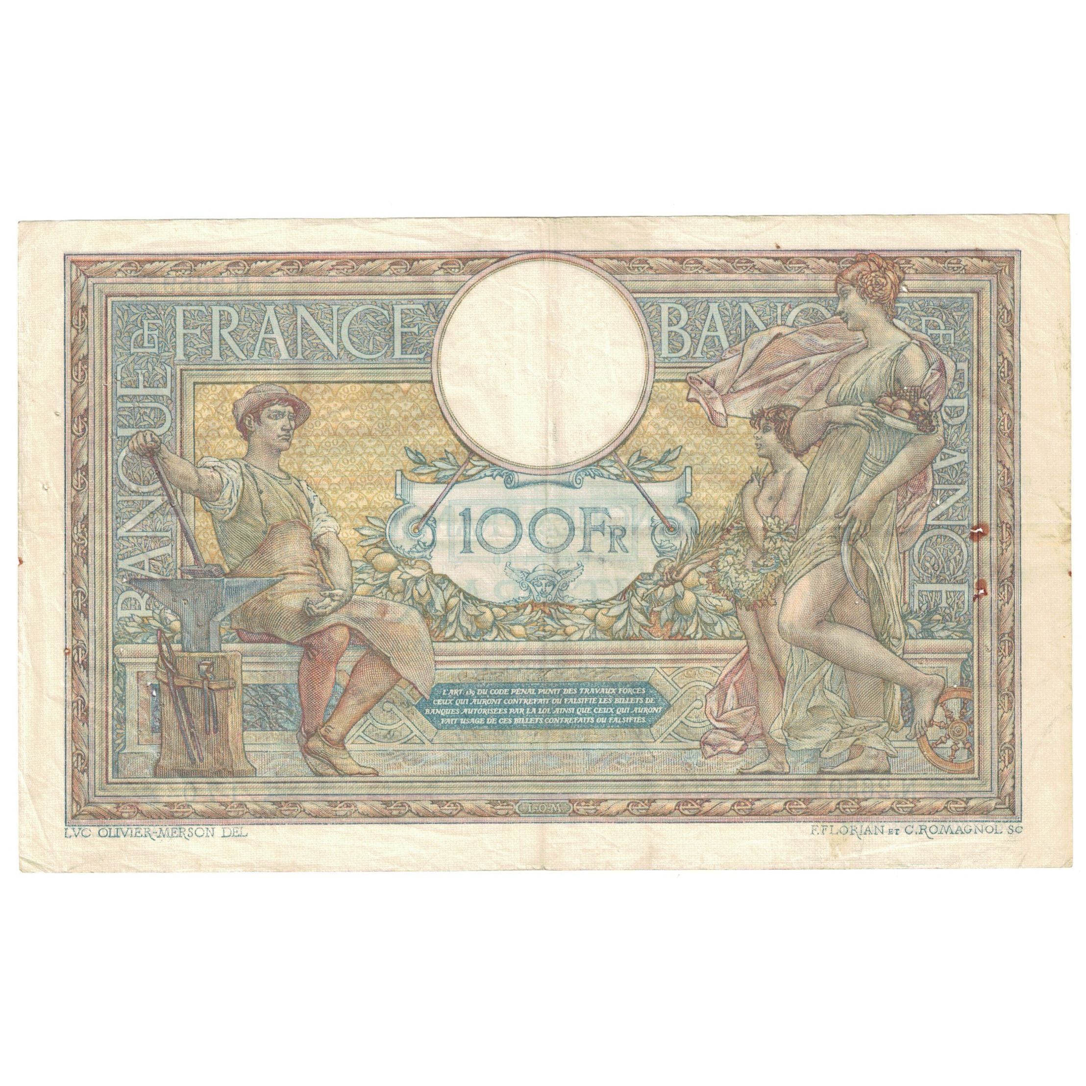 France, 100 Francs, Luc Olivier Merson, 1915, N.2659, TB, Fayette:23.07, KM:71a