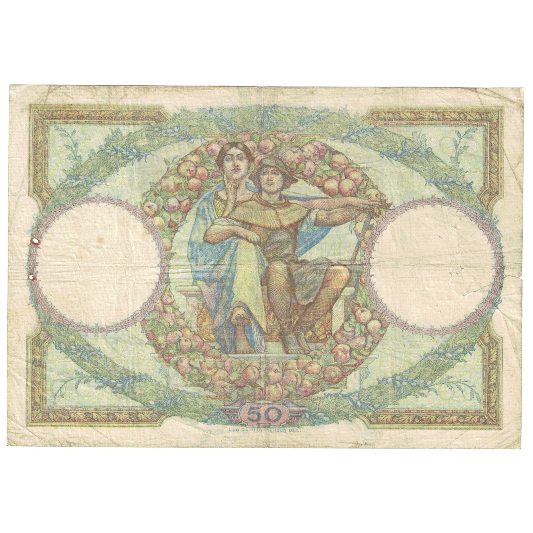 Francia, 50 Francs, Luc Olivier Merson, 1928, F.1840, MB, Fayette:15.2, KM:77a