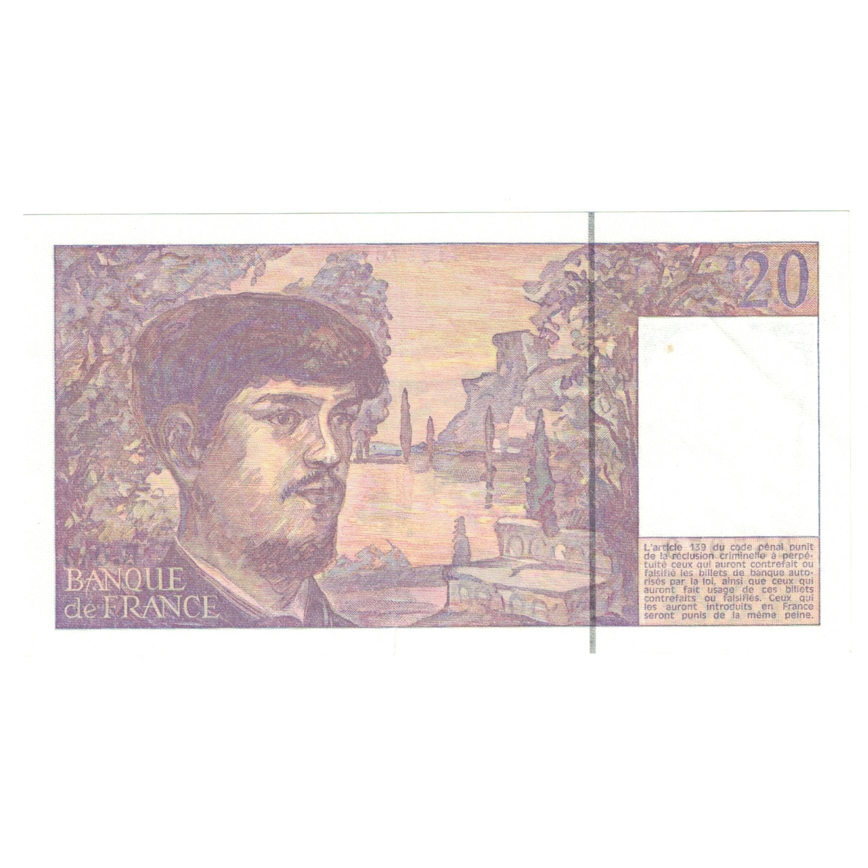 France, 20 Francs, Debussy, 1993, B.043, UNC(60-62), Fayette:66bis.5, KM:151g