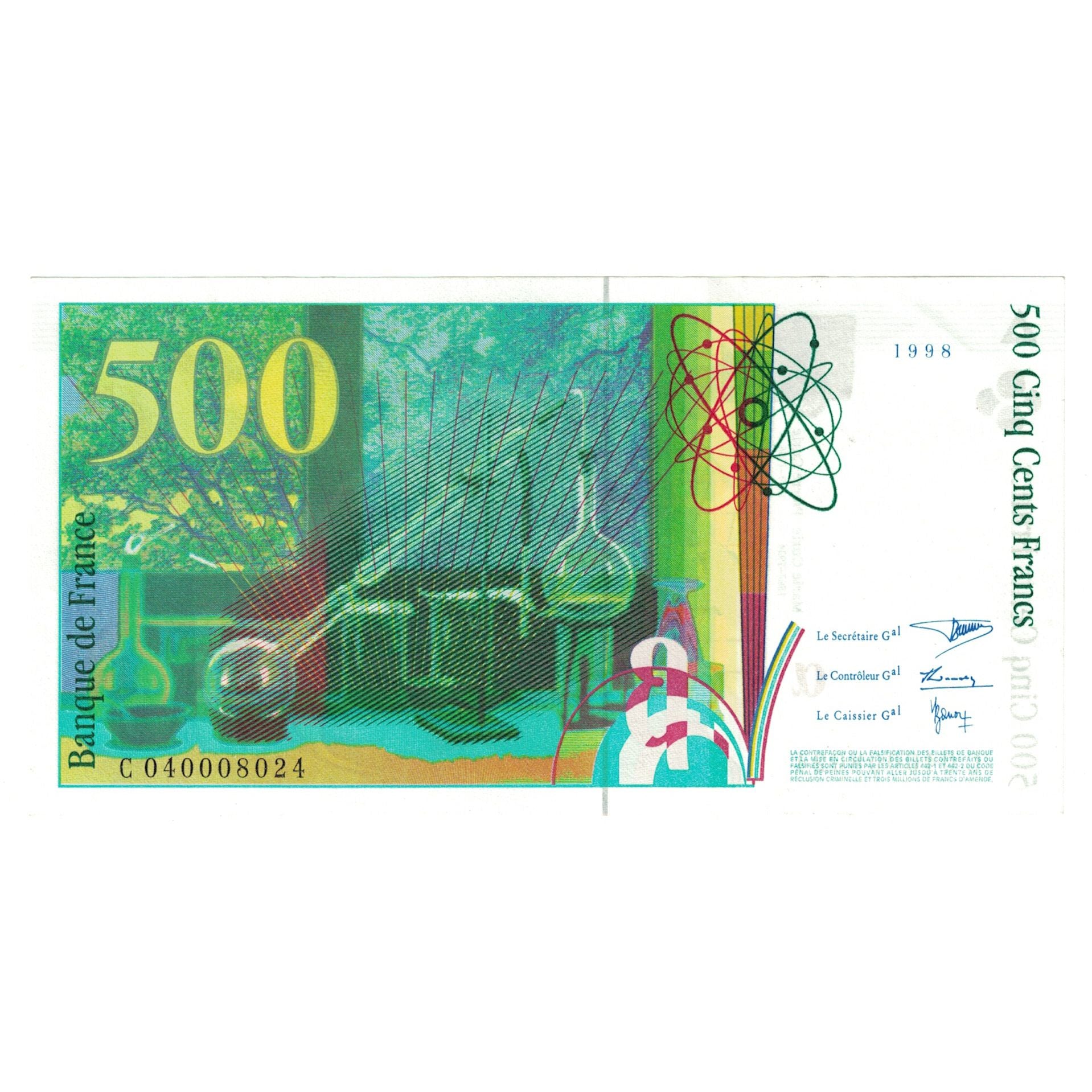 France, 500 Francs, Pierre et Marie Curie, 1998, C040008024, UNC(63)