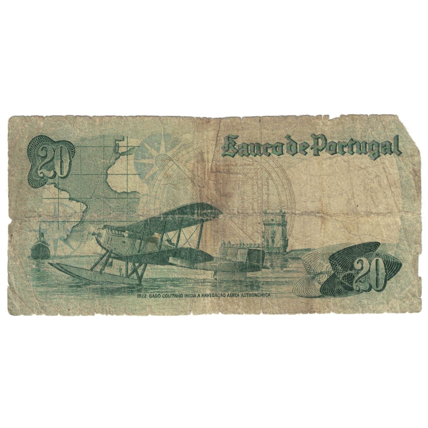 Geldschein, Portugal, 20 Escudos, 1978, 1978-10-04, KM:176b, GE