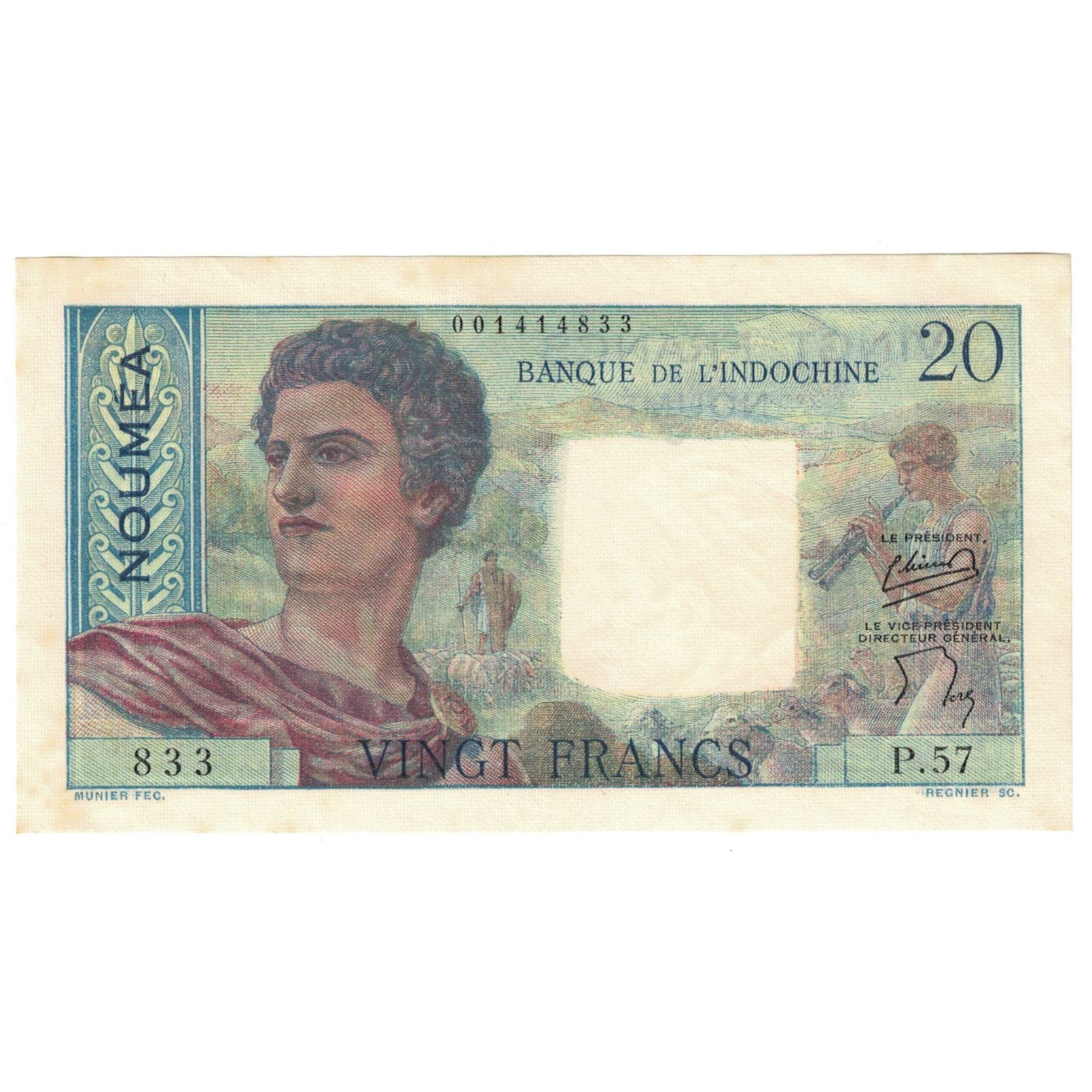 Banconote, Nuova Caledonia, 20 Francs, Undated (1954-1958), Undated (1954-1958)