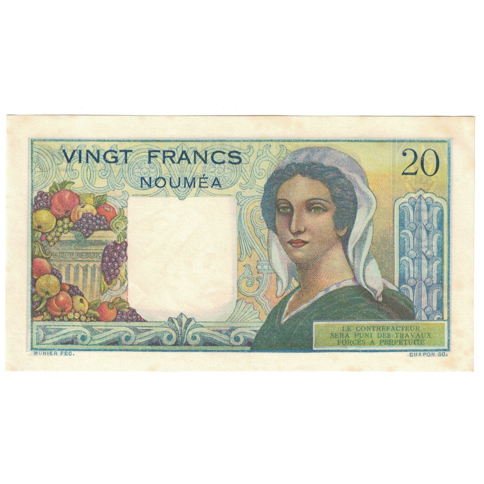 Banconote, Nuova Caledonia, 20 Francs, Undated (1954-1958), Undated (1954-1958)