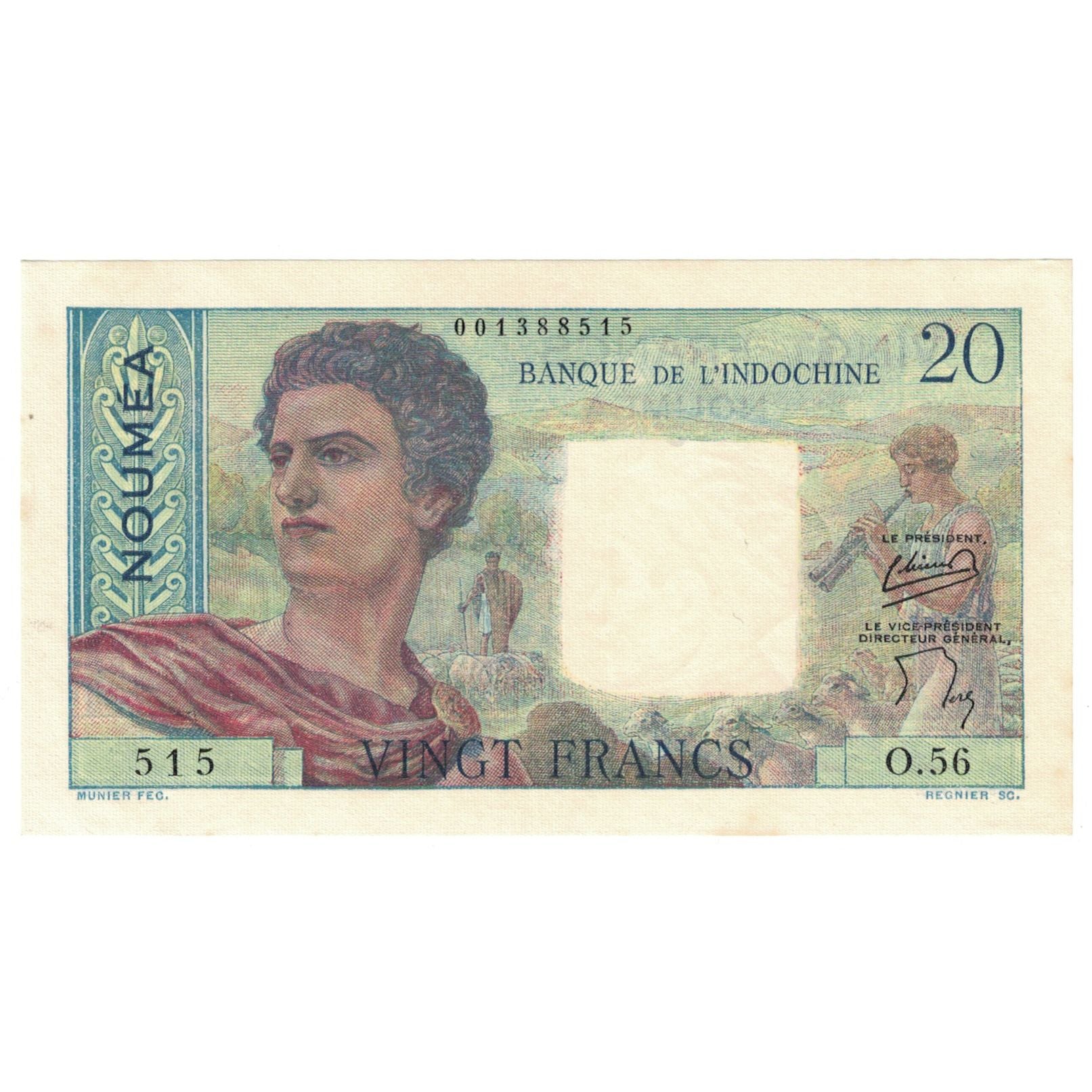 Banconote, Nuova Caledonia, 20 Francs, Undated (1954-1958), Undated (1954-1958)