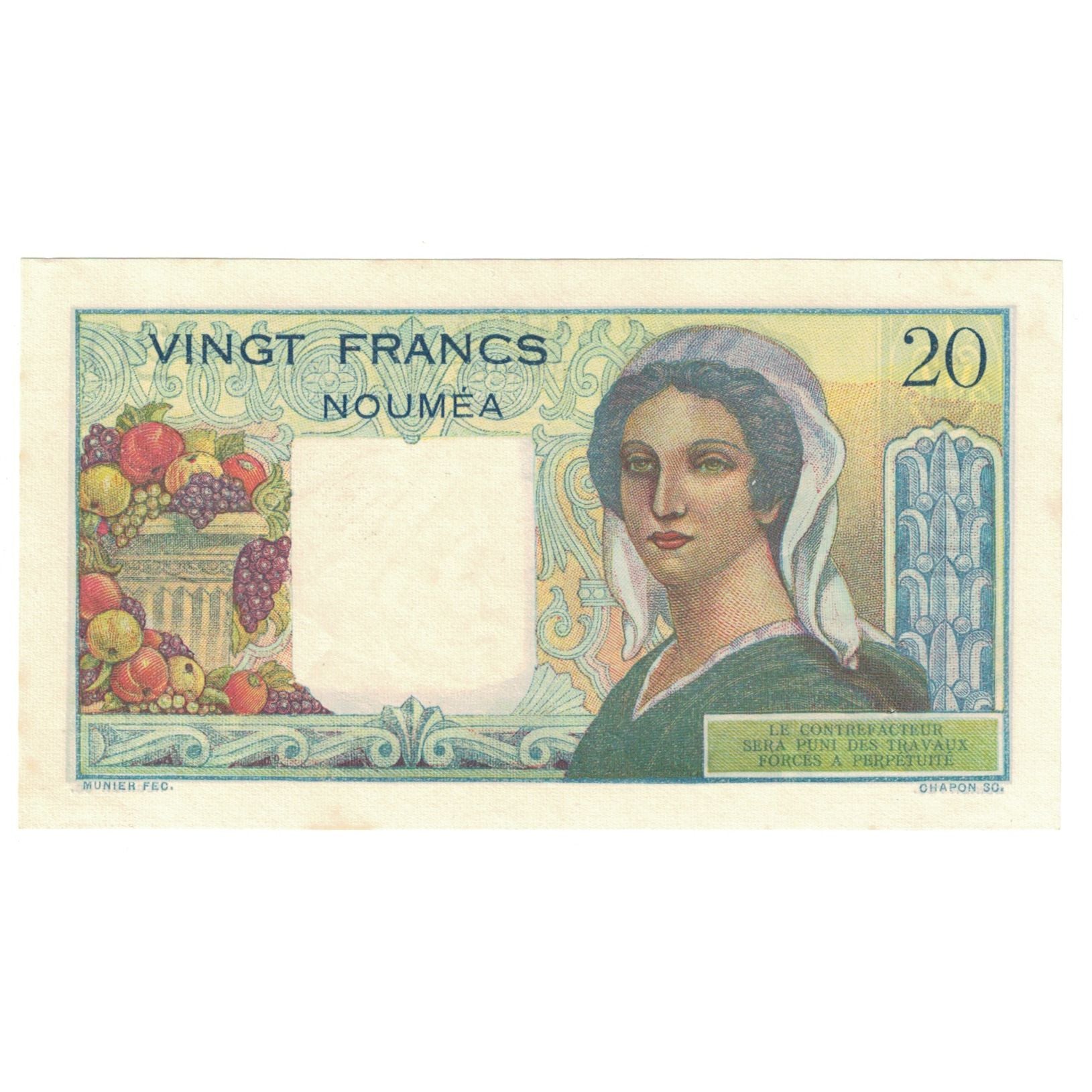 Banconote, Nuova Caledonia, 20 Francs, Undated (1954-1958), Undated (1954-1958)
