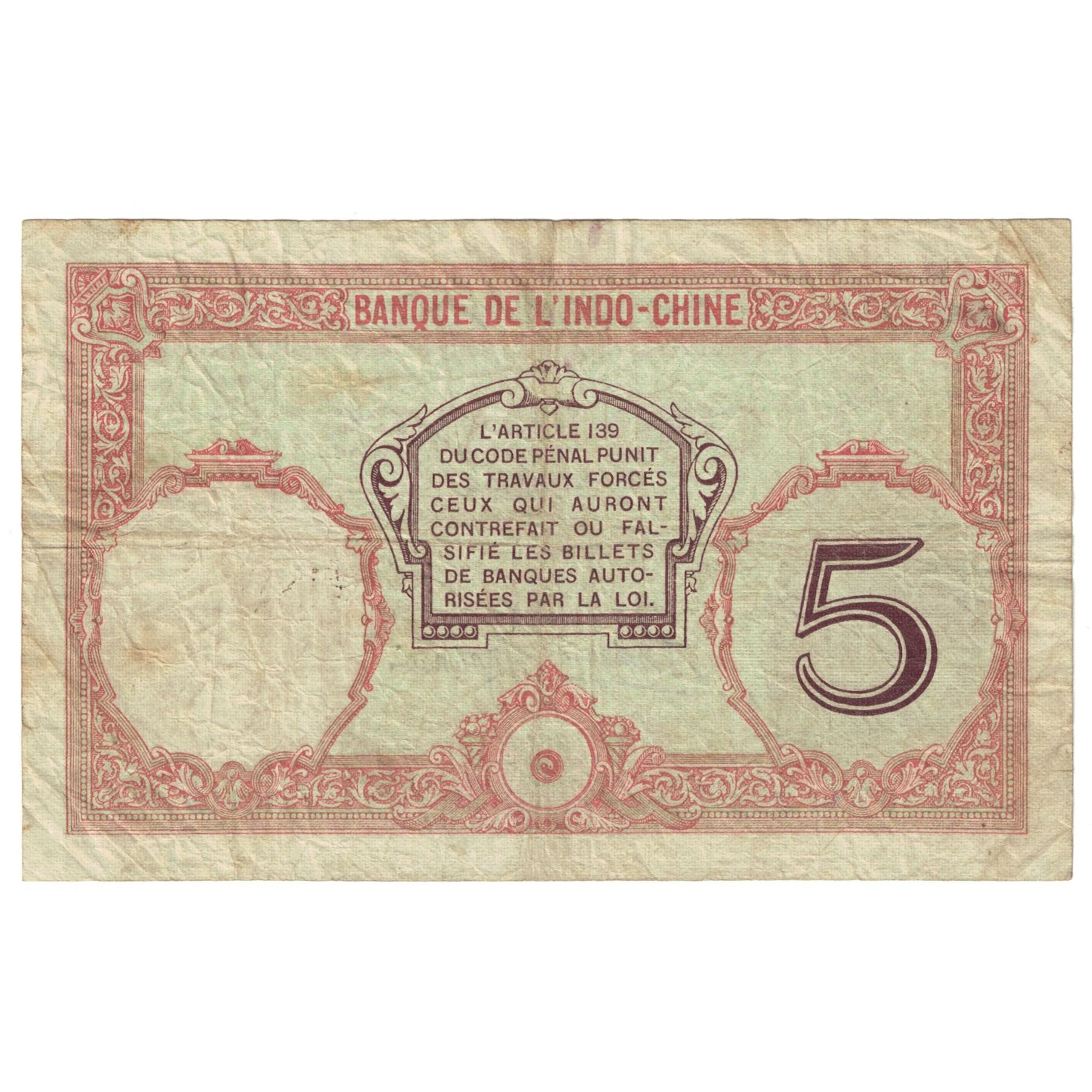 Banknote, New Caledonia, 5 Francs, Undated (1926), Undated (1926), KM:36b