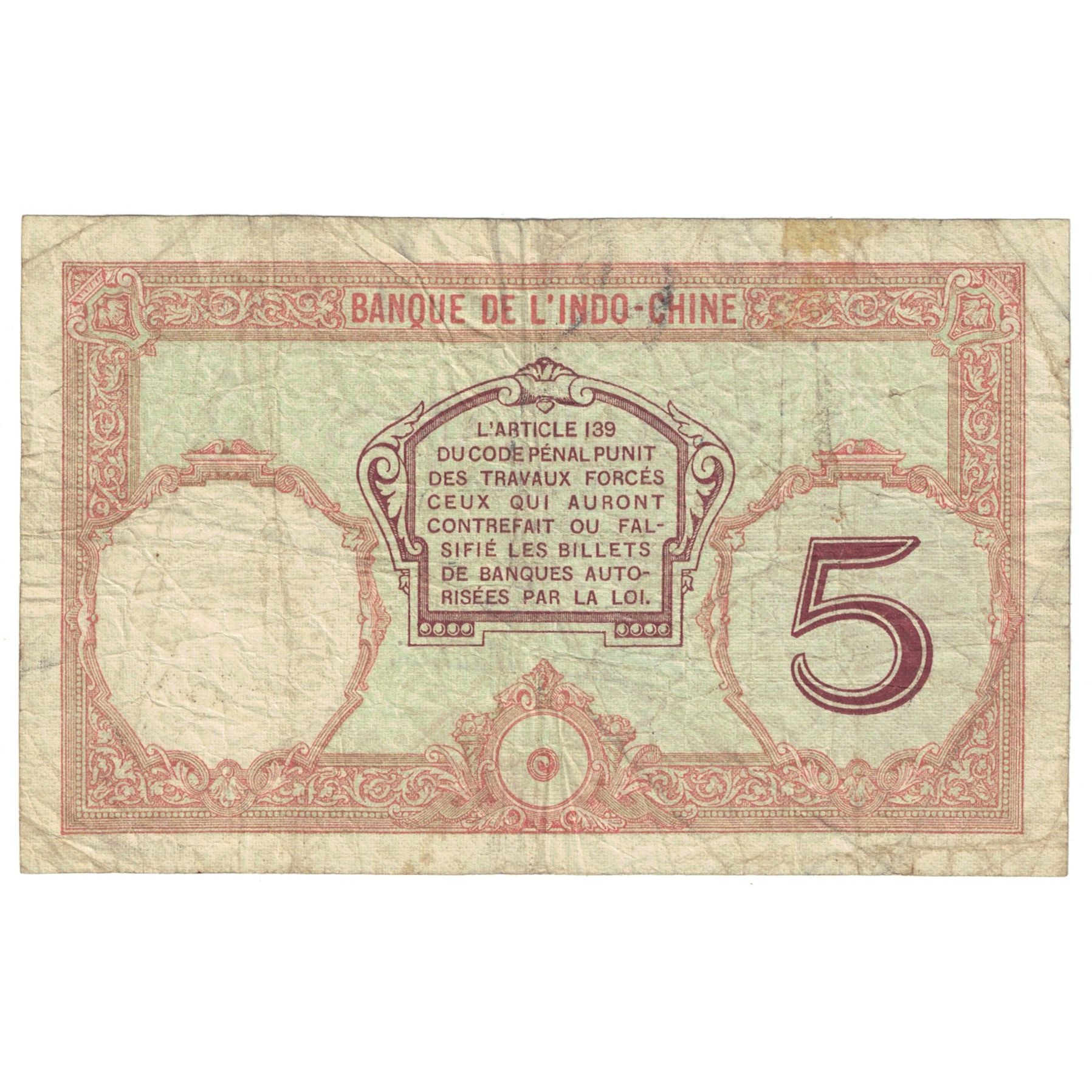 Banknote, New Caledonia, 5 Francs, Undated (1926), Undated (1926), KM:36b