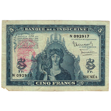Nota, Novas Hébridas, 5 Francs, undated (1945), Undated (1945), KM:5, VG(8-10)