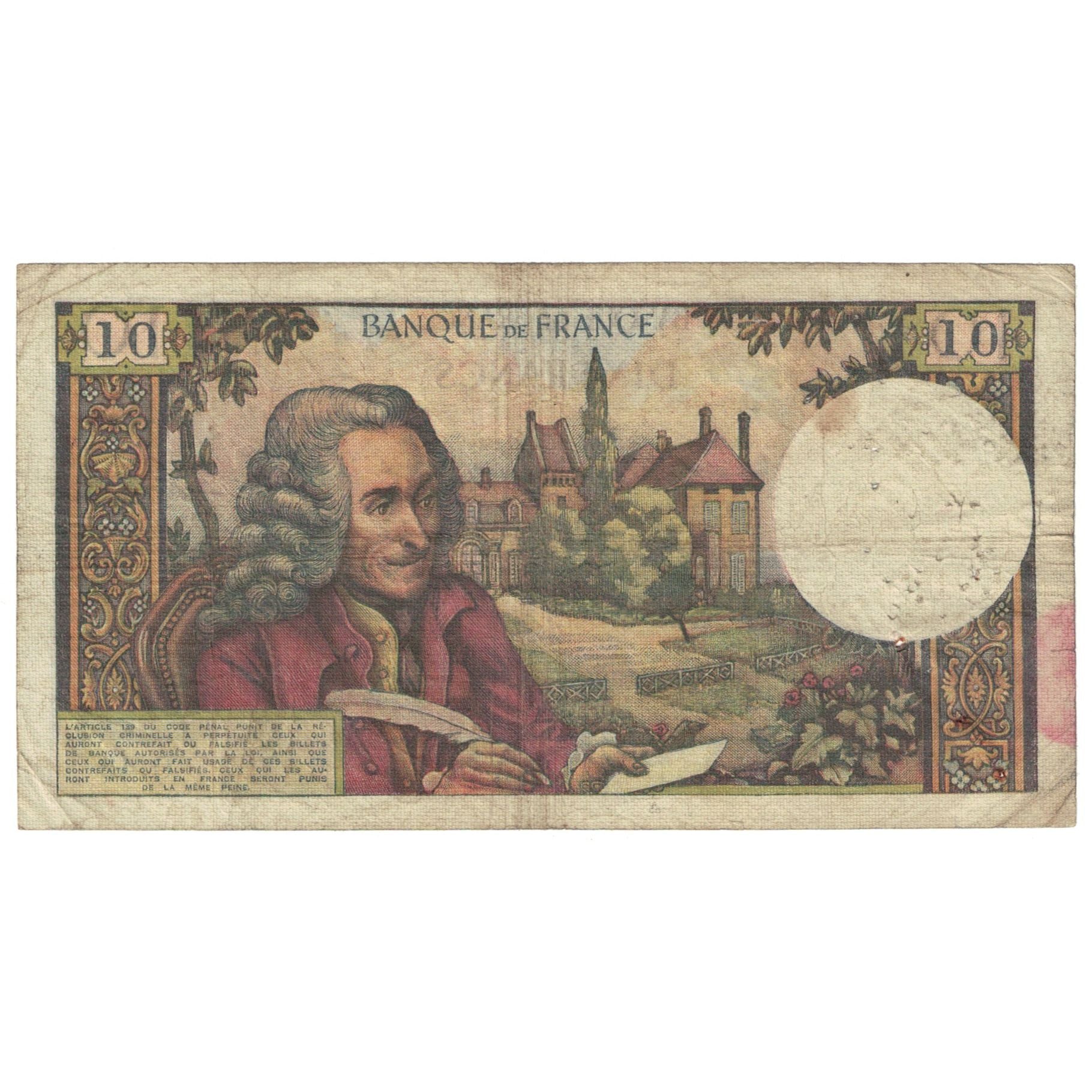 France, 10 Francs, Voltaire, 1963, O.42, TB, Fayette:F62.05, KM:147a