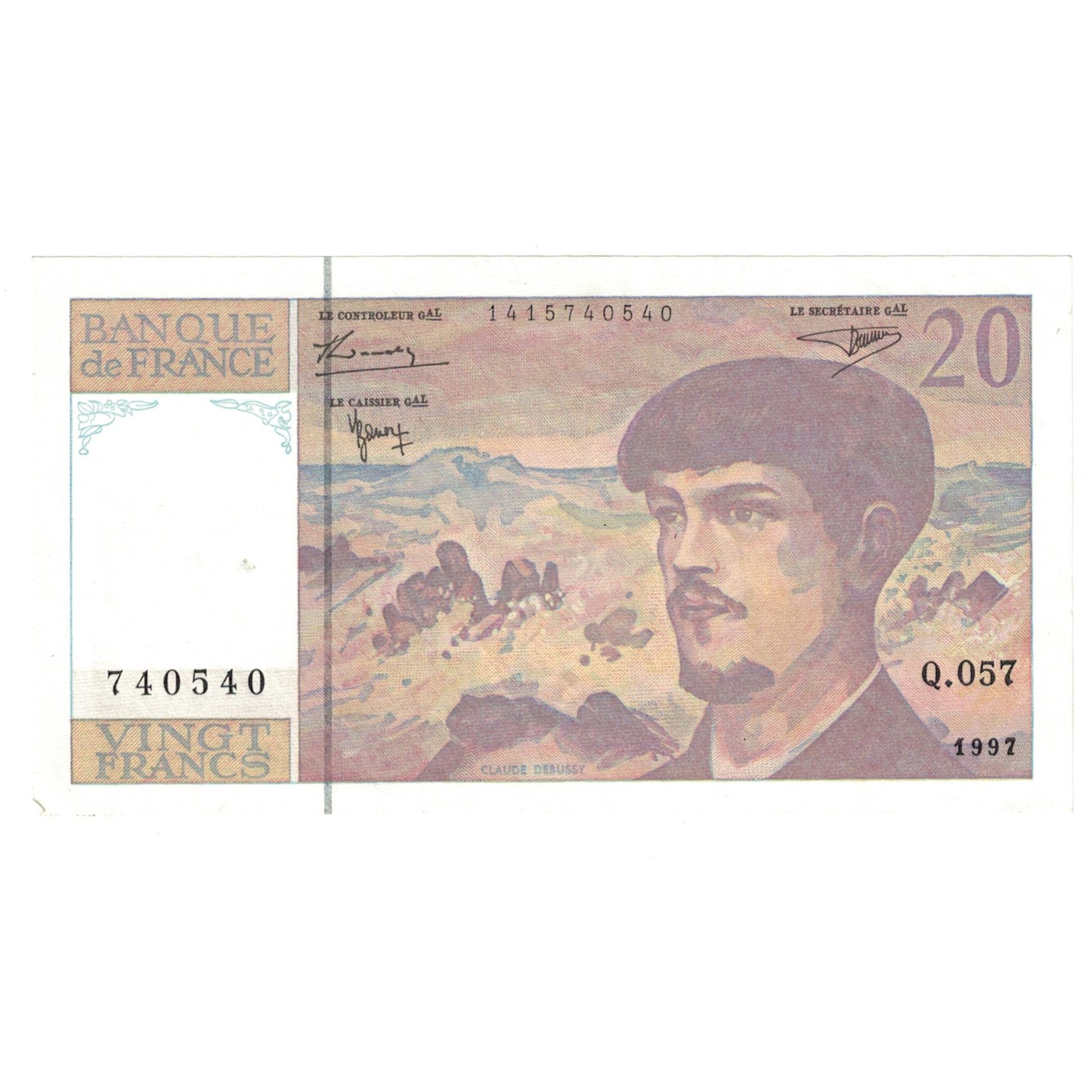 Francia, 20 Francs, Debussy, 1997, Q.057, SC, Fayette:66ter.2, KM:151i