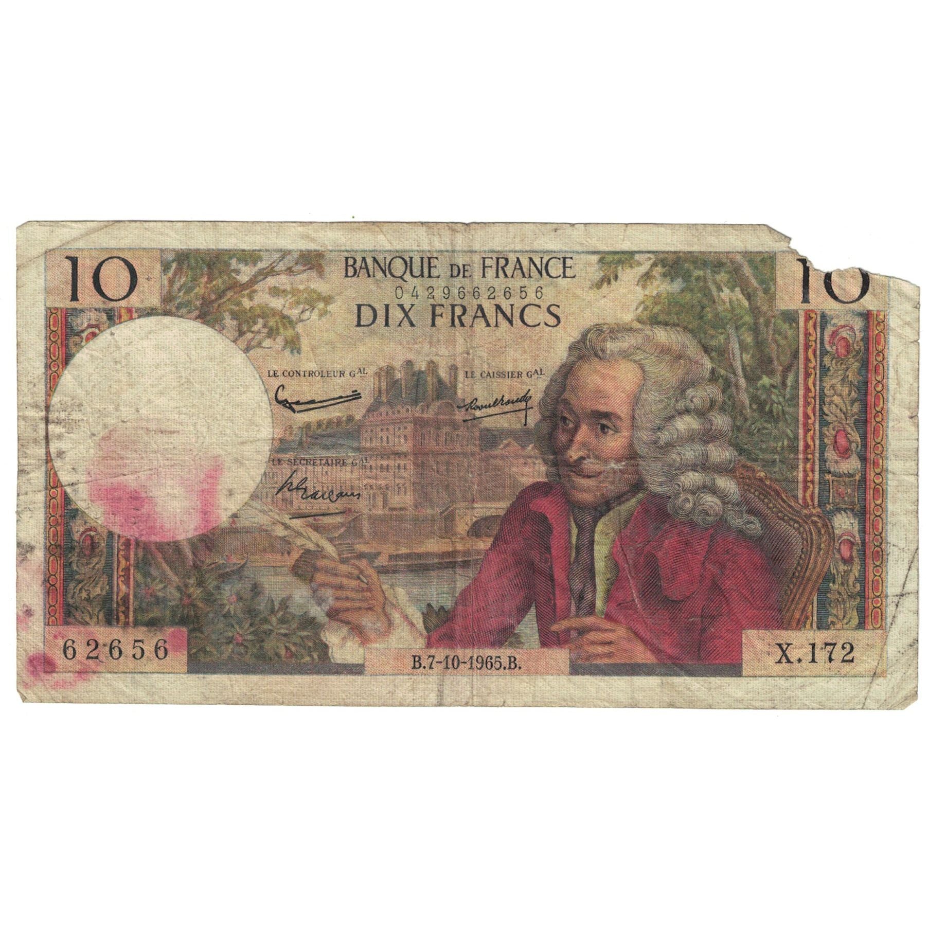 Frankreich, 10 Francs, Voltaire, 1965, X.172, GE, Fayette:62.16, KM:147a