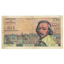 França, 10 Nouveaux Francs, Richelieu, 1959, Q.37, VF(20-25), Fayette:57.3