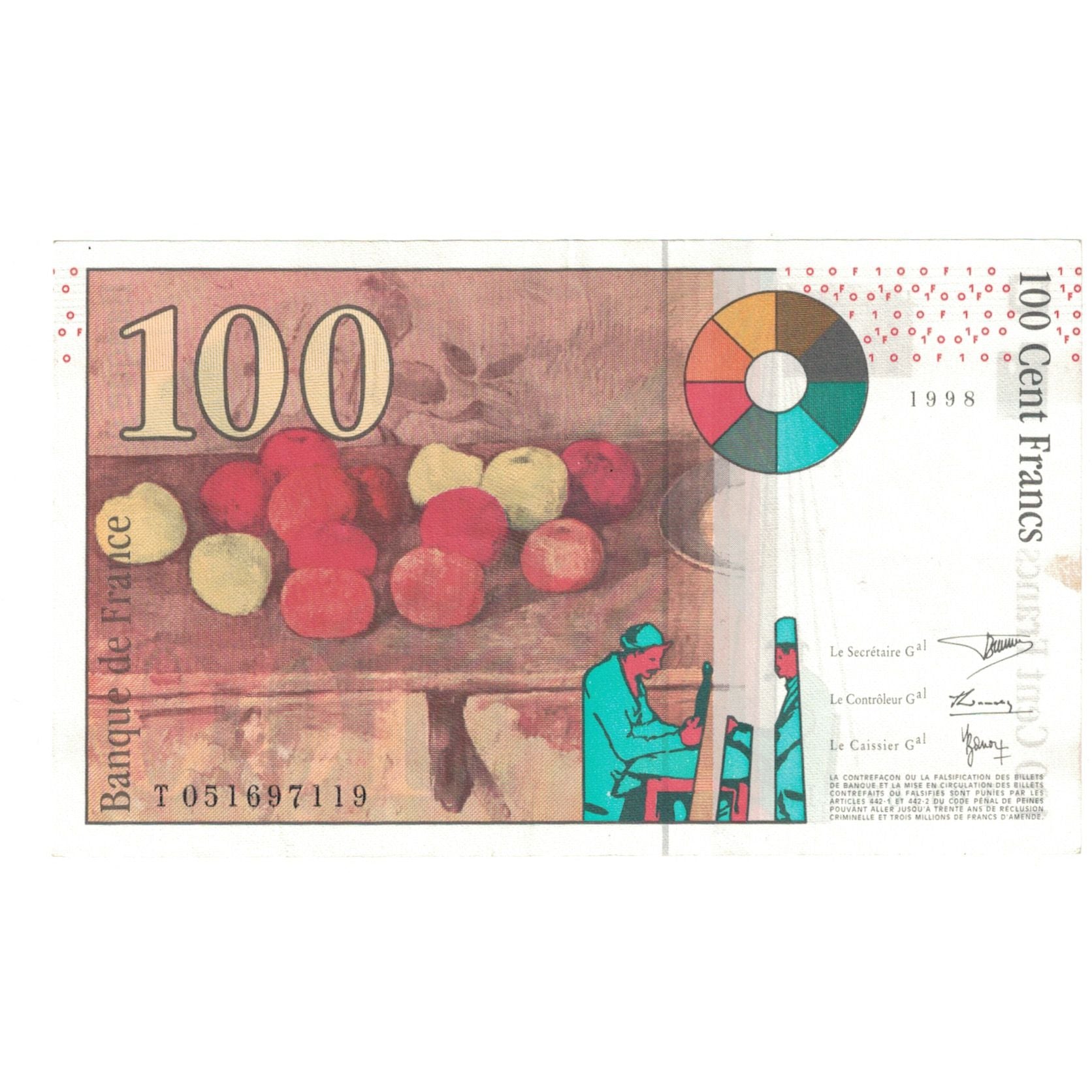 Francia, 100 Francs, Cézanne, 1998, T.051, SPL-, Fayette:74.02, KM:158a