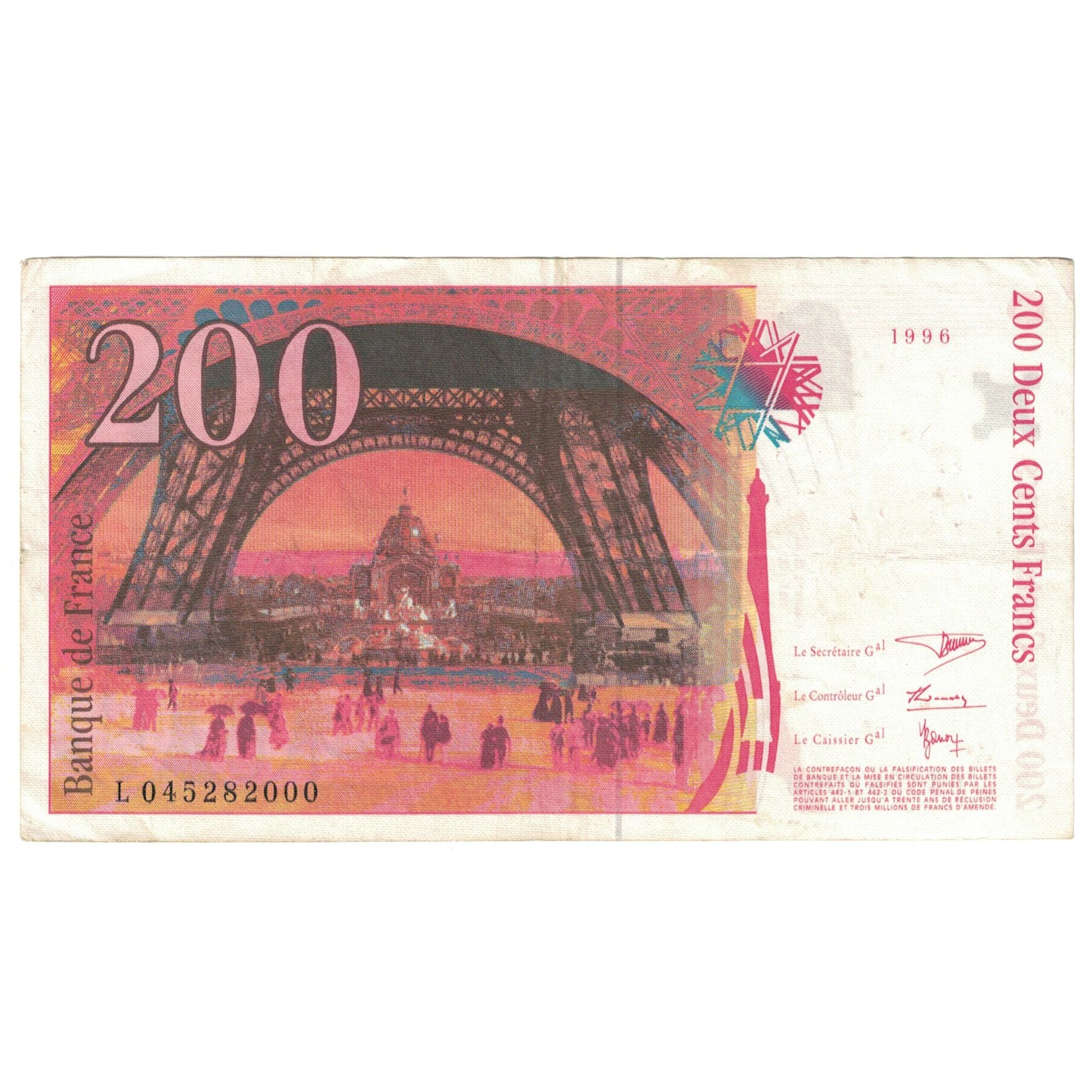Frankreich, 200 Francs, Eiffel, 1996, L.045, SGE, Fayette:75.3b, KM:159b