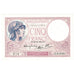França, 5 Francs, Violet, 1939, Q.61646, UNC(63), Fayette:04.07, KM:83