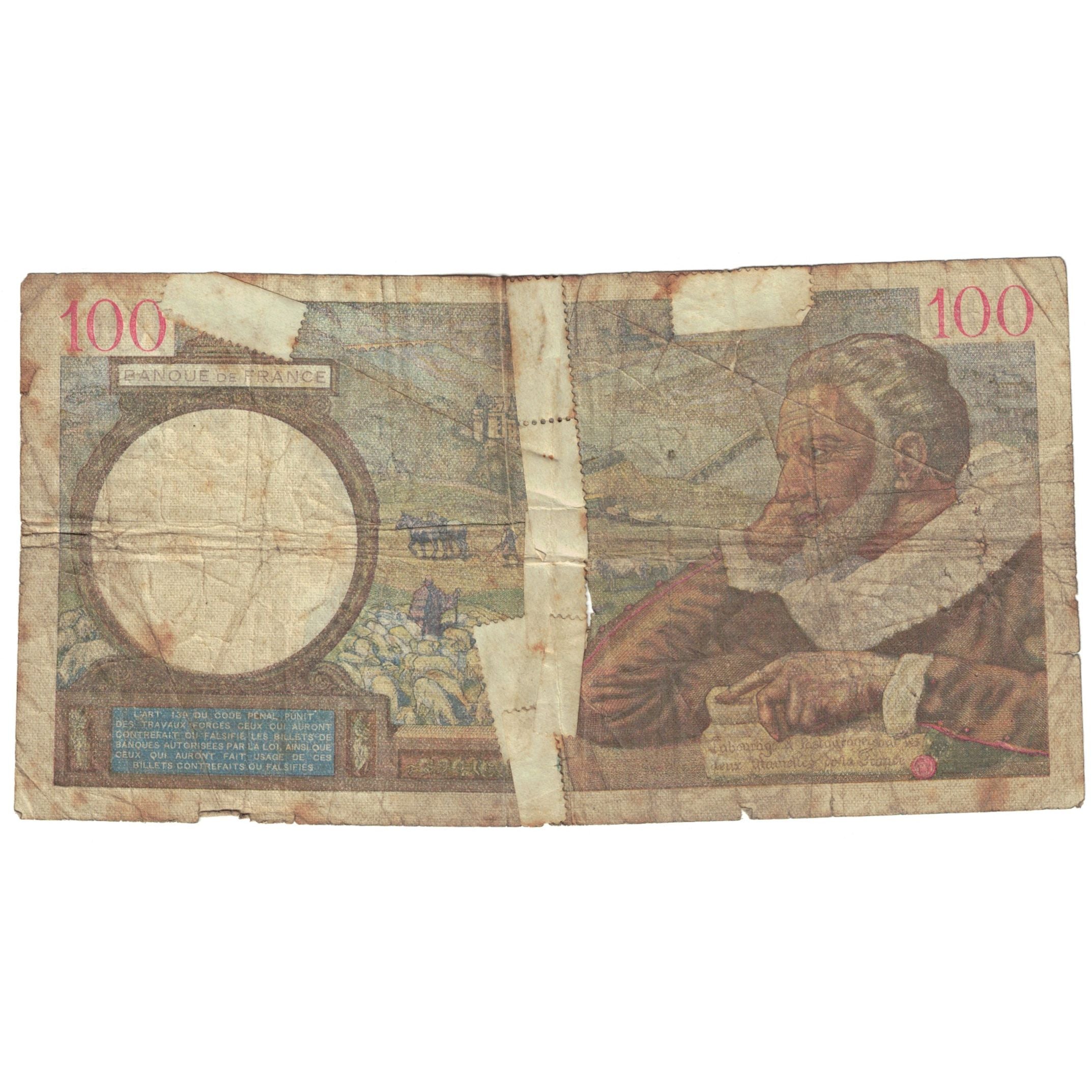 França, 100 Francs, Sully, 1940, V.11126, AG(1-3), Fayette:26.30, KM:94