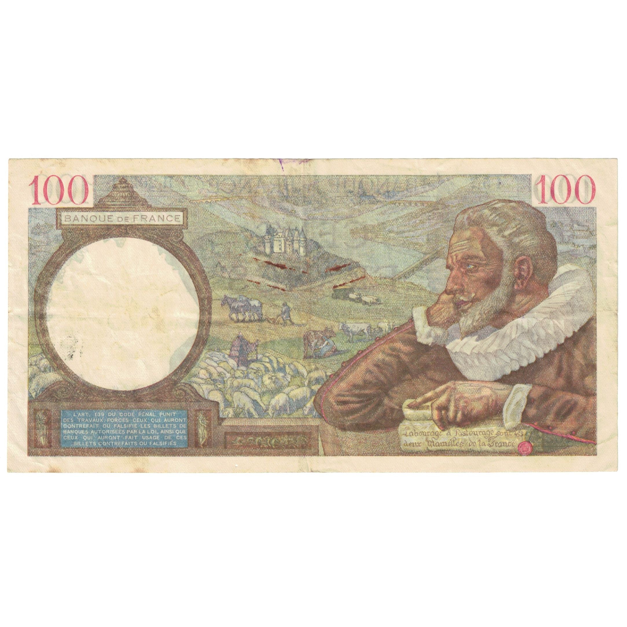 Francja, 100 Francs, Sully, 1941, H.20281, EF(40-45), Fayette:26.49, KM:94