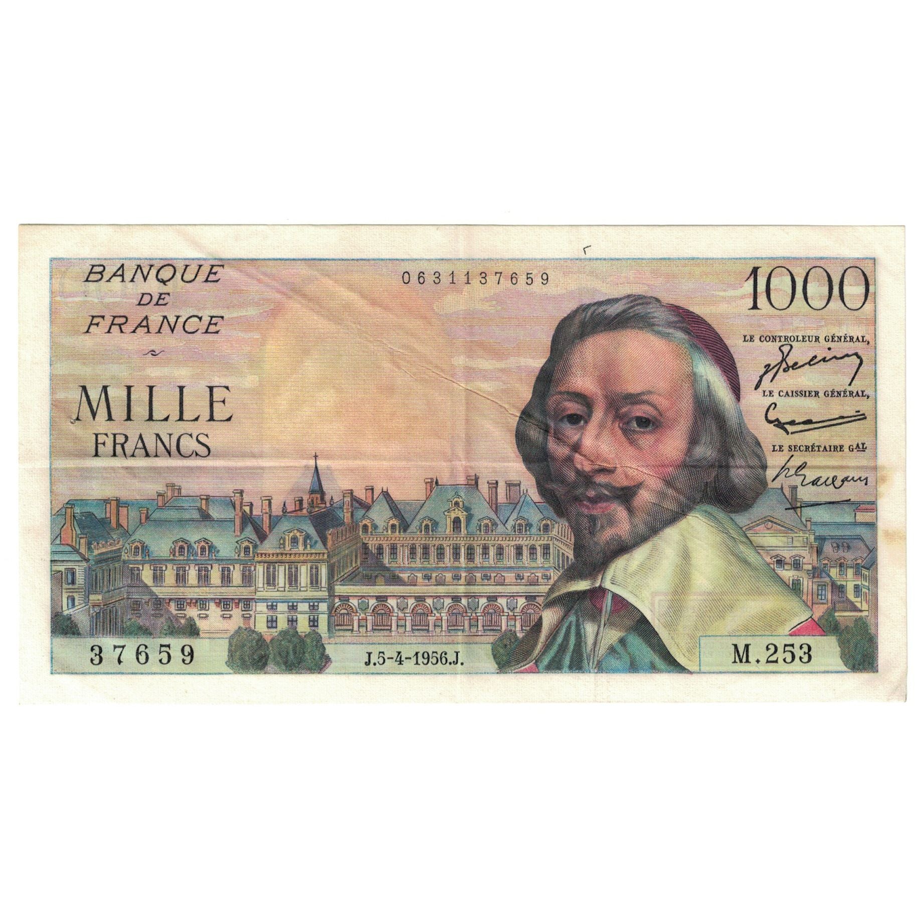 Frankrijk, 1000 Francs, Richelieu, 1956, M.253, TTB, Fayette:42.20, KM:134a