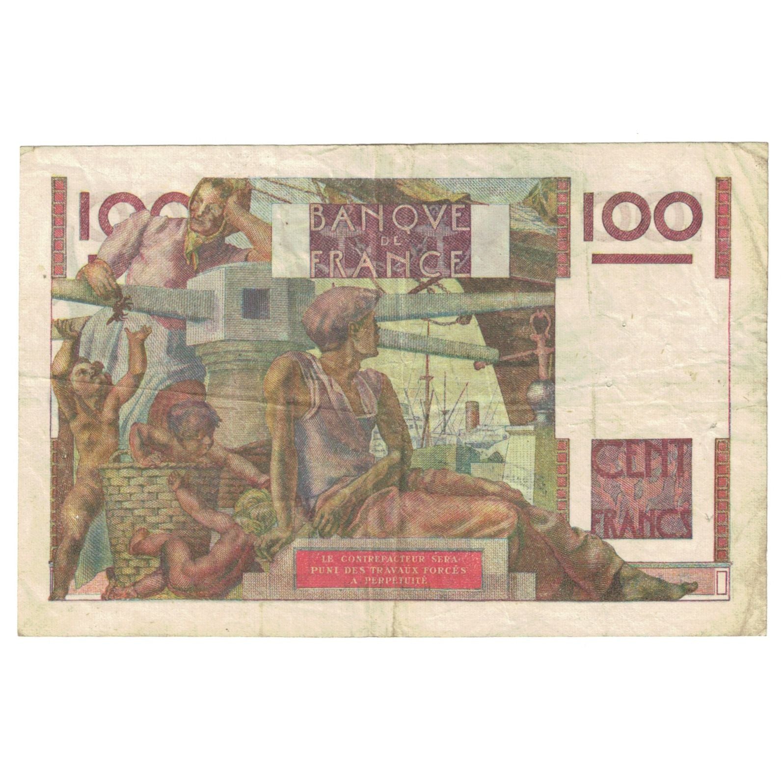 França, 100 Francs, Jeune Paysan, 1945, E.13, VF(30-35), Fayette:28.1, KM:128a