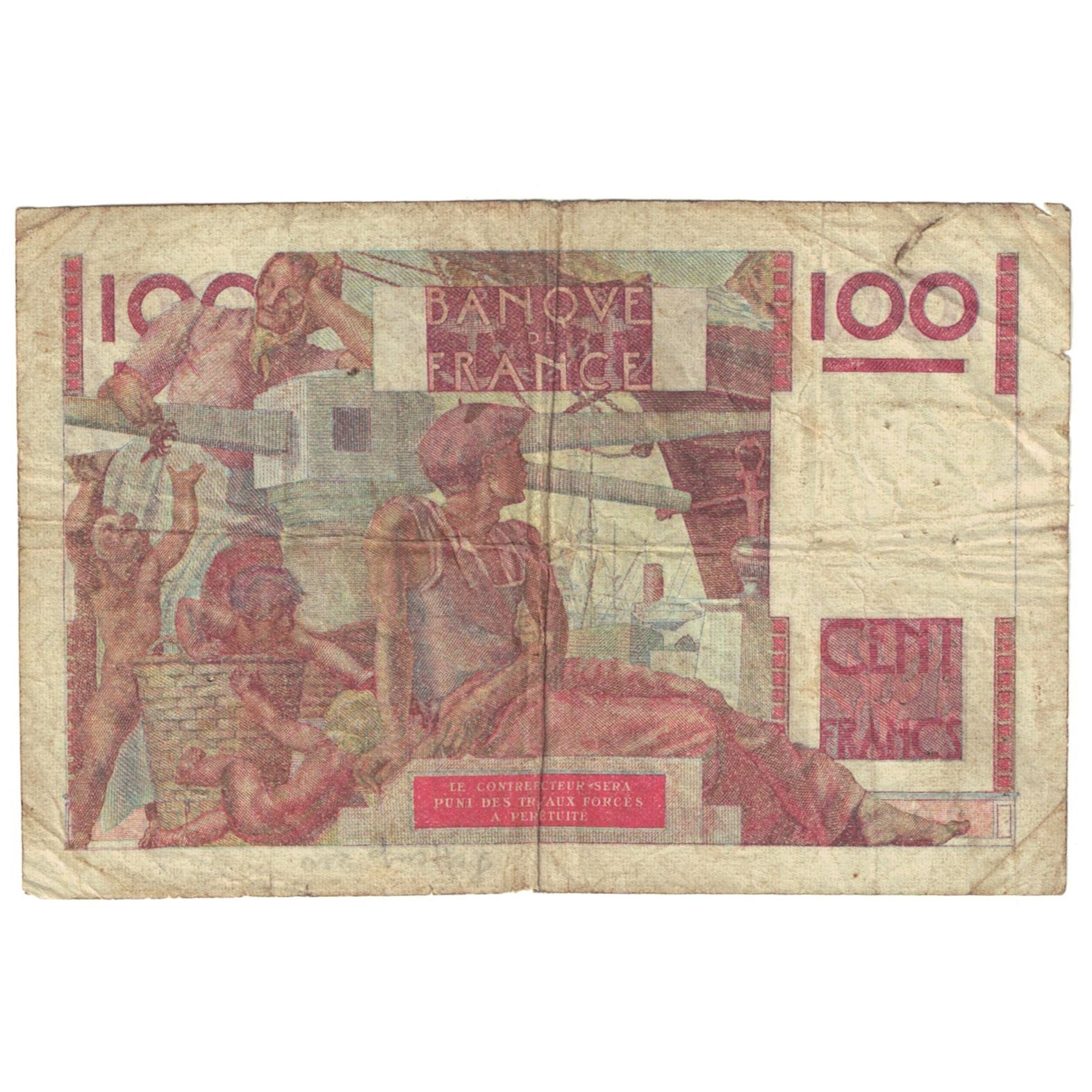 Francja, 100 Francs, Jeune Paysan, 1946, G.135, F(12-15), Fayette:28.11, KM:128a