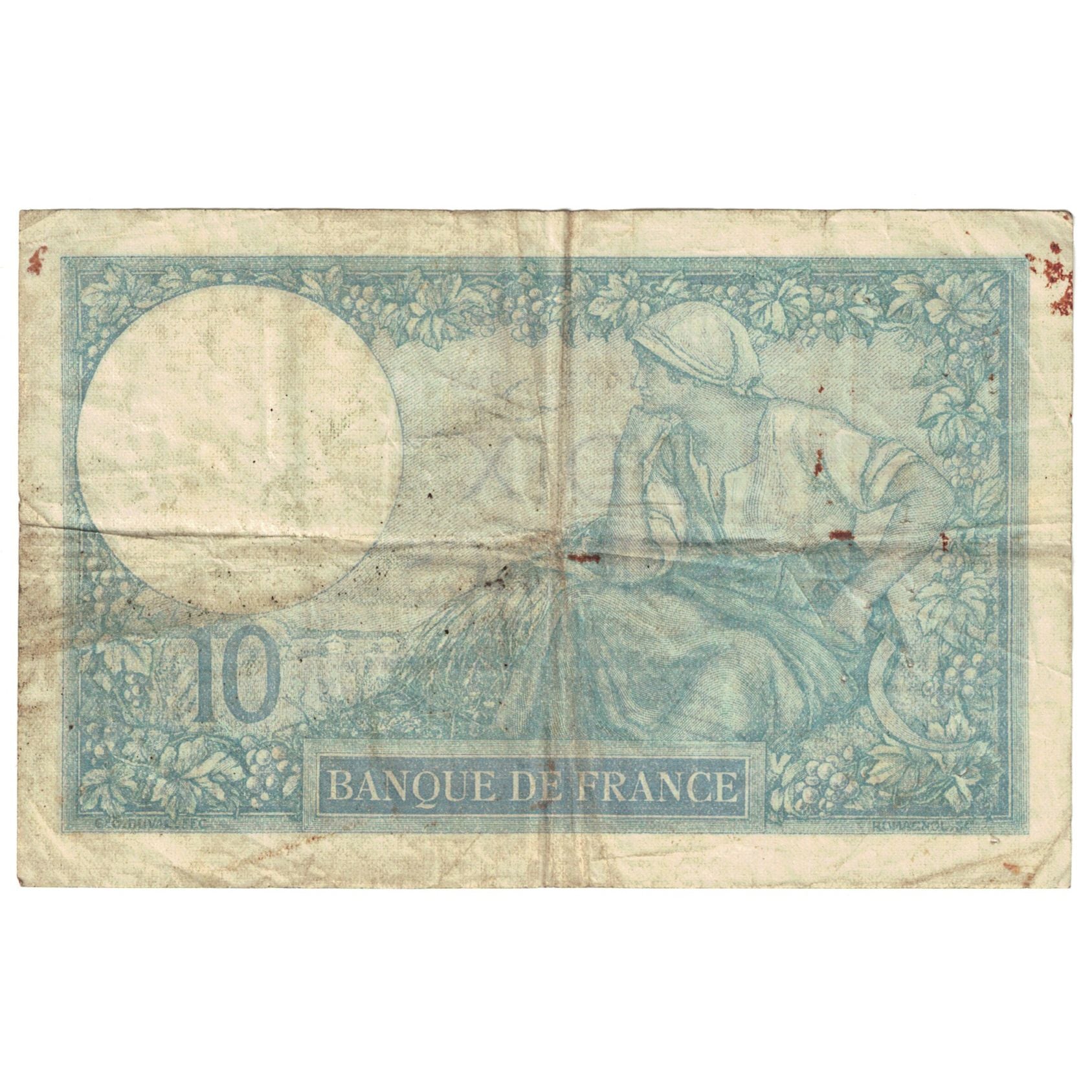 France, 10 Francs, Minerve, 1927, X.43746, VF(20-25), Fayette:6.12, KM:73d