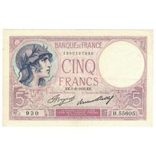 France, 5 Francs, Violet, 1933, H.55605, AU(55-58), Fayette:3.17, KM:72e